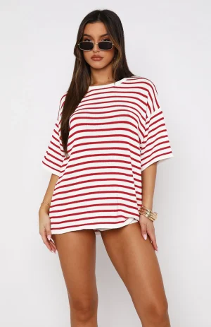 All The Little Things Red Stripe Top-1