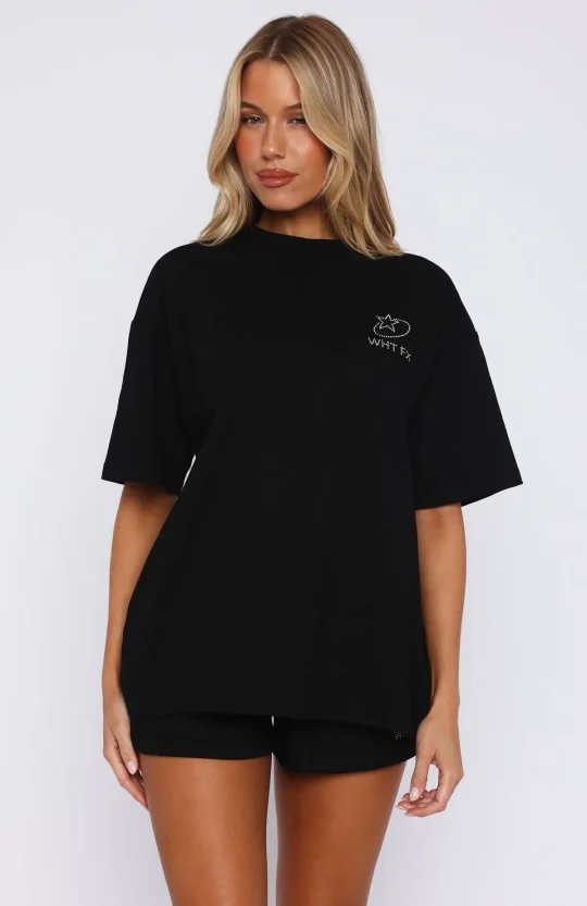 Always Shining Oversized Black Tee-1