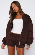 Between Us Faux Suede Chocolate Short-1