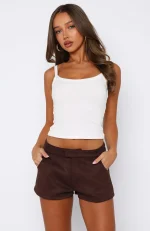 Between Us Faux Suede Chocolate Short-5