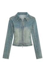 Blake Denim Studded Jacket Brown Blue-4