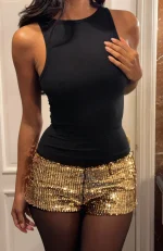 Bold Moves Sequin Gold Short