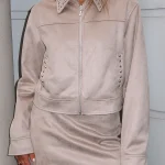 Born In The USA Faux Suede Jacket Beige