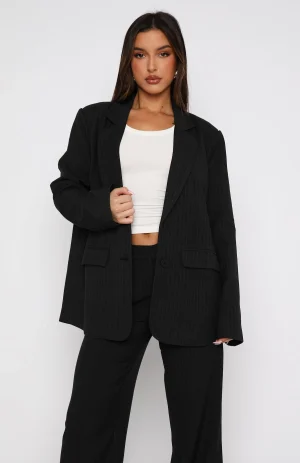 Business Casual Blazer Charcoal Pinstripe-1