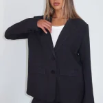 Business Casual Blazer Charcoal Pinstripe