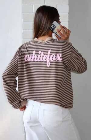 Catch The Drift Long Sleeve Chocolate-Tan Stripe Tee