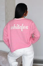Catch The Drift Long Sleeve Dark Pink-Light Pink Stripe Tee