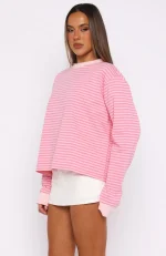 Catch The Drift Long Sleeve Dark Pink-Light Pink Stripe Tee-3