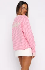 Catch The Drift Long Sleeve Dark Pink-Light Pink Stripe Tee-4