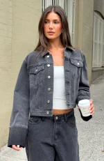 Charlotte Denim Jacket Black Acid-1