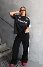 Checking Up On You Oversized Black Jersey