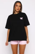 Club 14 Allie Oversized Black Tee-1