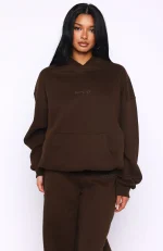 Come A Long Way Oversized Hoodie Chocolate-1
