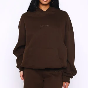 Come A Long Way Oversized Hoodie Chocolate-1