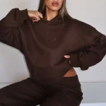 Come A Long Way Oversized Hoodie Chocolate