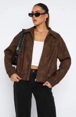 Come Together PU Jacket Chocolate-1