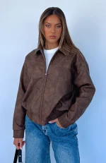 Come Together PU Jacket Chocolate-4