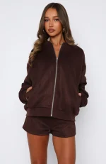 Confidence Level Suede Jacket Chocolate-1