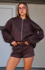 Confidence Level Suede Jacket Chocolate