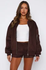 Confidence Level Suede Jacket Chocolate-4
