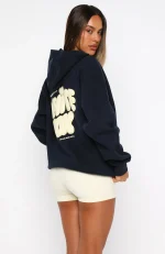 Daydreamers Angelina Oversized Hoodie Navy-3