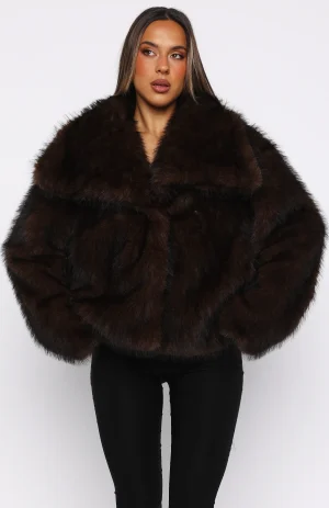 Dirty Martini Faux Fur Jacket Chocolate-1
