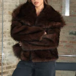 Dirty Martini Faux Fur Jacket Chocolate