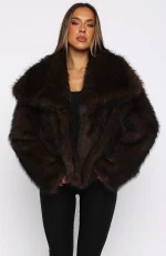 Dirty Martini Faux Fur Jacket Chocolate-2
