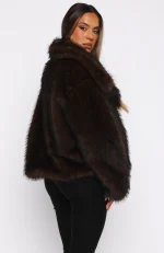 Dirty Martini Faux Fur Jacket Chocolate-4