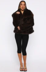 Dirty Martini Faux Fur Jacket Chocolate-5
