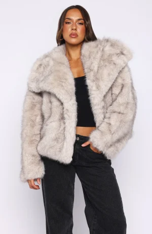 Dirty Martini Faux Fur Jacket Smokey Taupe-1