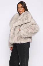 Dirty Martini Faux Fur Jacket Smokey Taupe-2
