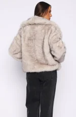 Dirty Martini Faux Fur Jacket Smokey Taupe-3