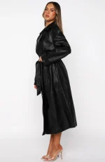 Do I Ever Pu Trench Coat Black-2