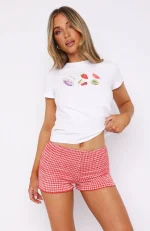 Doesn't Feel Right Booty Red Gingham Short-1