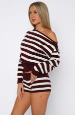 Everything To Everybody Booty Burgundy Stripe Short-2