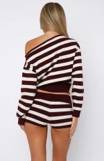 Everything To Everybody Booty Burgundy Stripe Short-3