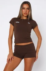 From The Archives Gigi Fold Over Booty Chocolate Short-1