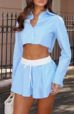 Getting Out Of Hand Cropped Blue Shirt