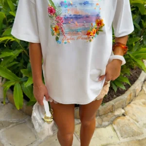 Hawaii Holiday Oversized White Tee