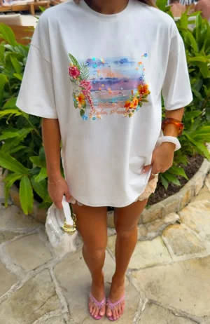 Hawaii Holiday Oversized White Tee