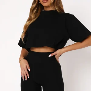 Home Stretch Oversized Cropped Black Tee-1