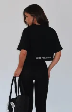 Home Stretch Oversized Cropped Black Tee