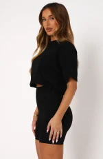 Home Stretch Oversized Cropped Black Tee-2