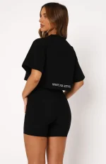 Home Stretch Oversized Cropped Black Tee-3