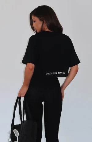 Home Stretch Oversized Cropped Black Tee