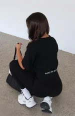 Home Stretch Oversized Cropped Black Tee-5