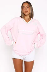 Let's Just Be Friends Long Sleeve Oversized Pink Jersey-1