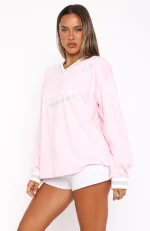 Let's Just Be Friends Long Sleeve Oversized Pink Jersey-2