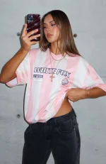 Let's Just Leave Oversized Pink-Cream Jersey